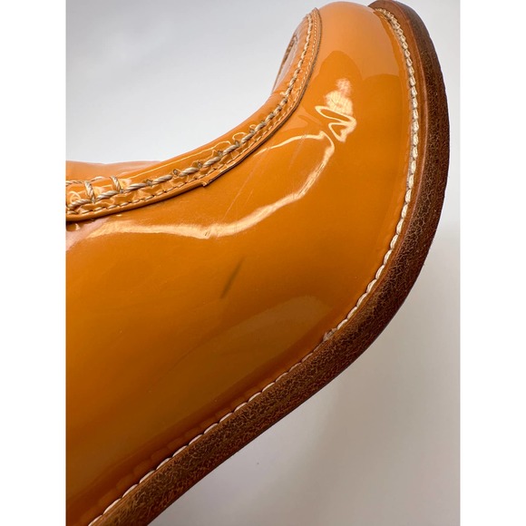 Maryam Nassir Zadeh Nora Patent Leather Retro Orange Cream Loafers Heels Sz 39 - Picture 13 of 16
